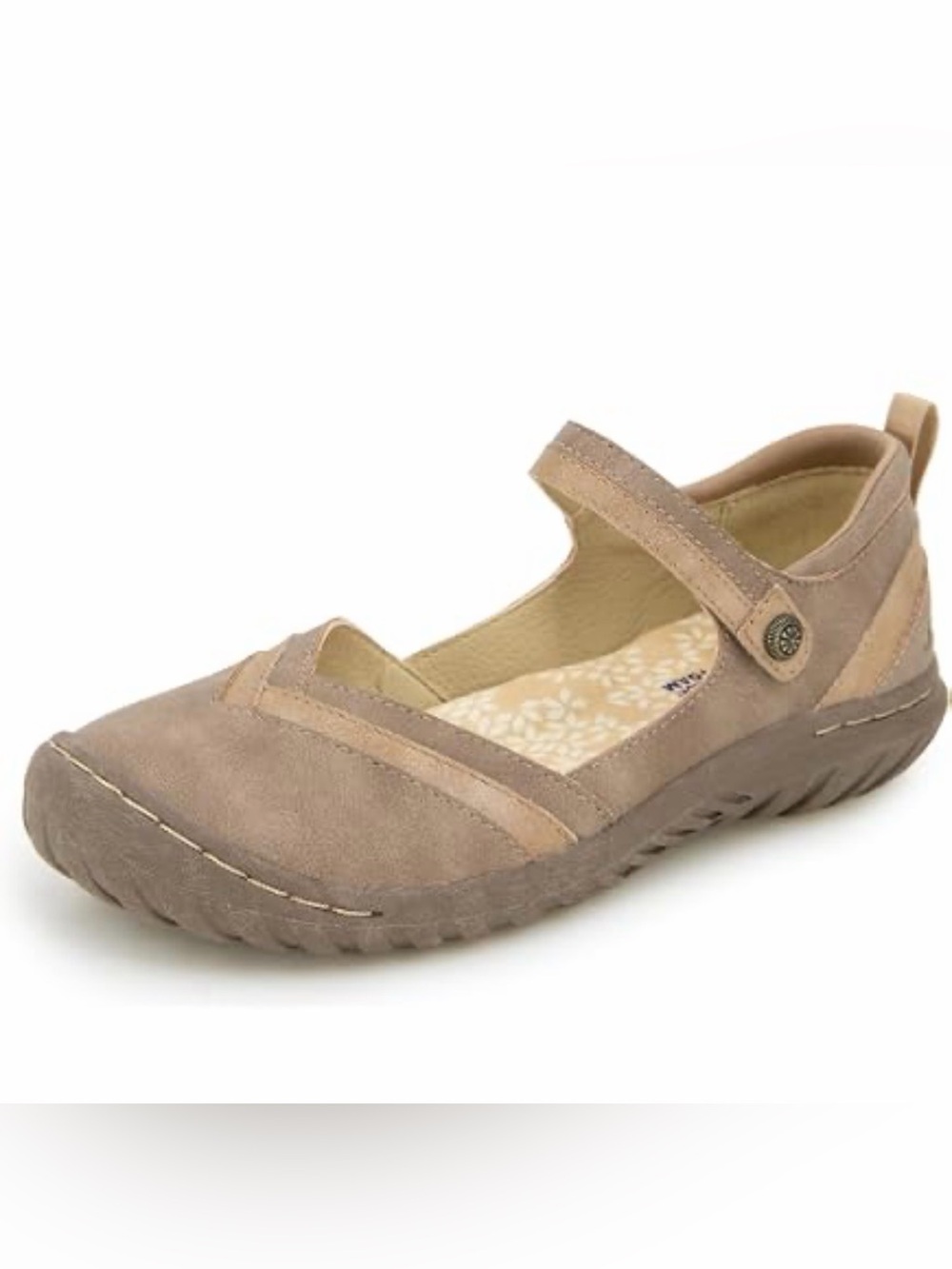 JBU Raven Mary Jane Flats. Light Tan. Sz 7.5M. Velcro Straps. Memory Foam. Comfy